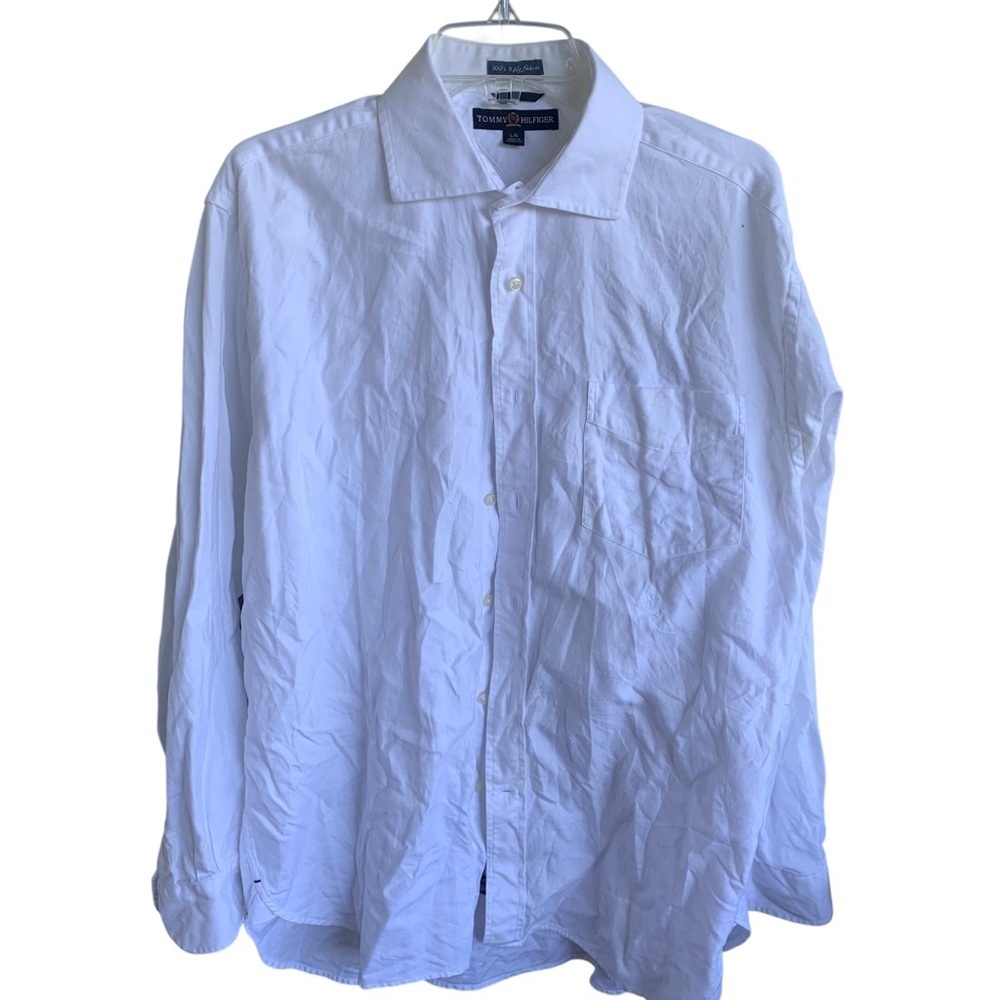 Tommy Hilfiger White Men's Shirt Button Down Size Large